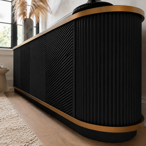 Modern fluted sideboard black - sideboard,